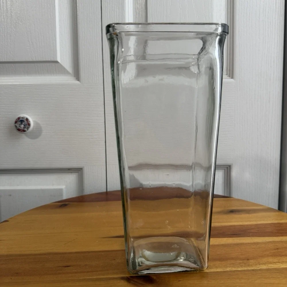 Clear Glass Square Floral Vase Multipurpose Gifts Anniversary Minimalist Modern